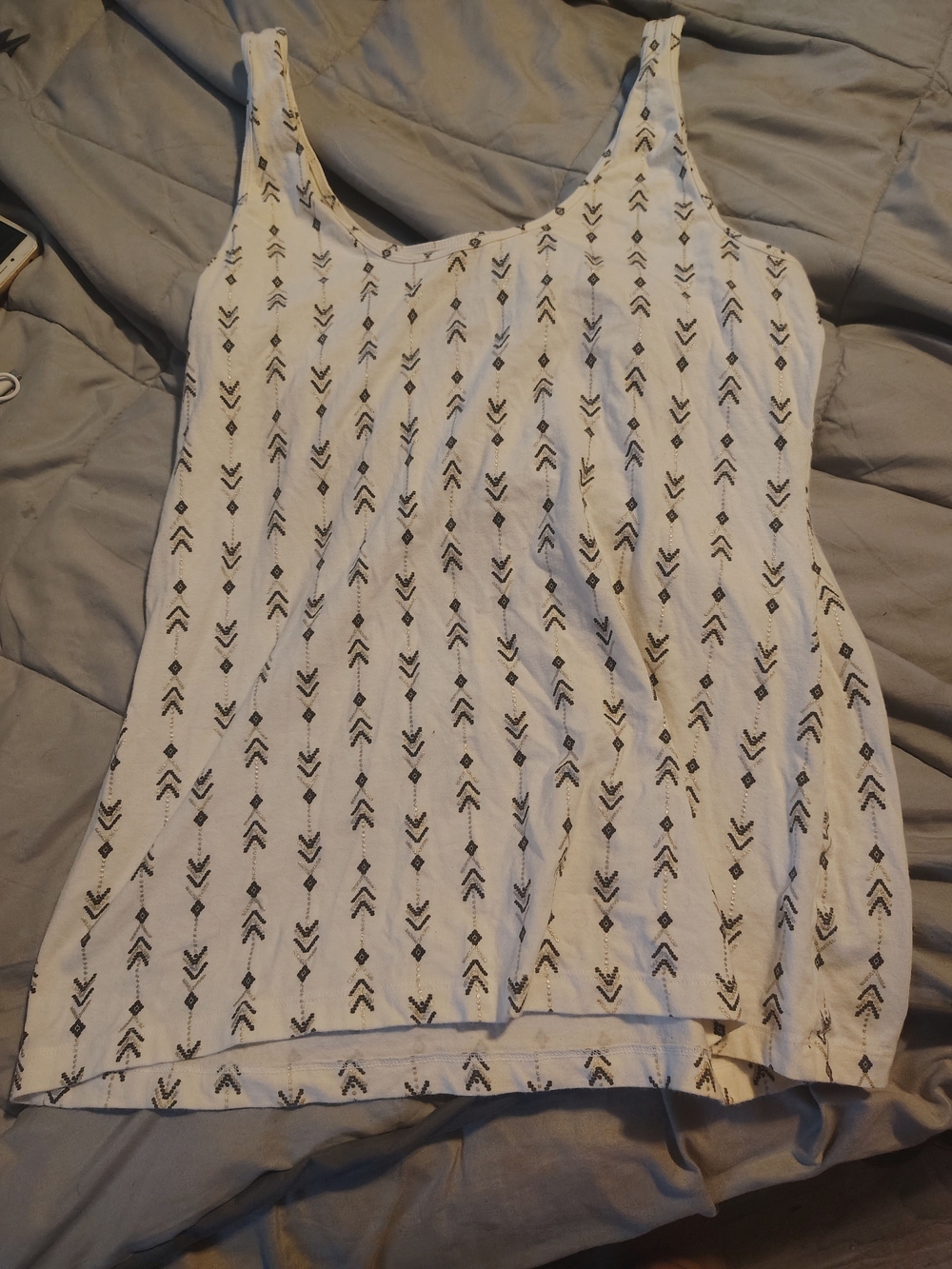 Women's Maurices White Tank Top with Black Arrow Print For Sale!